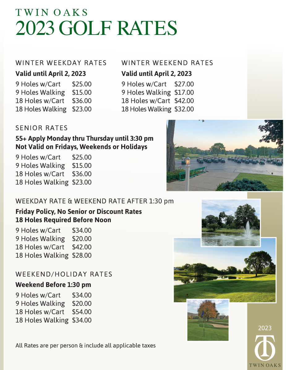 Golf Rates Twin Oaks Golf and Magnolia Room